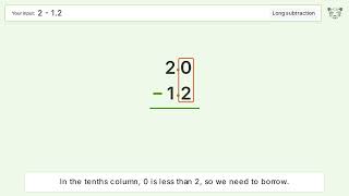 Long Subtraction Problem 2-1.2: Step-by-Step Video Solution