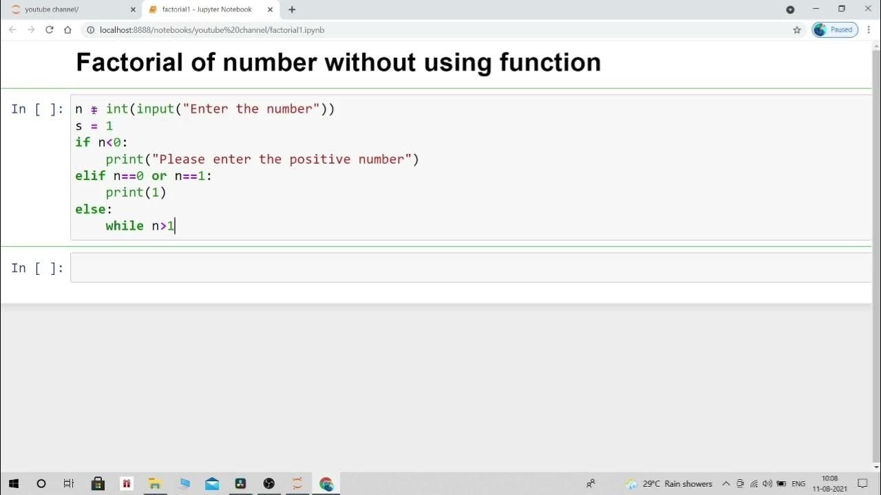 factorial of a number without using function - YouTube