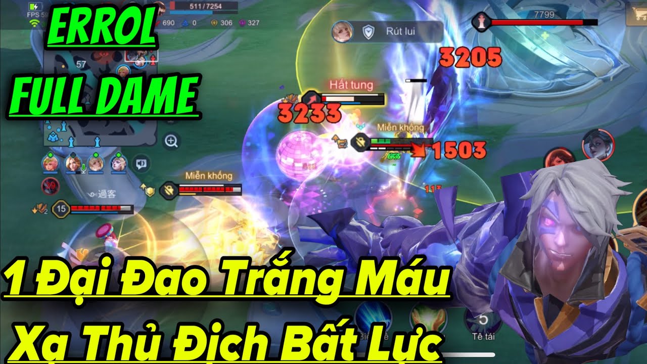 ERROL Liên Quân FULL DAME 1 Đại Đao Trắng Máu Khiến Xạ Thủ Địch Bất Lực Ở Trong Trụ