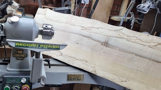 Turning a board into a bowl - woodturning project with spalted sycamore