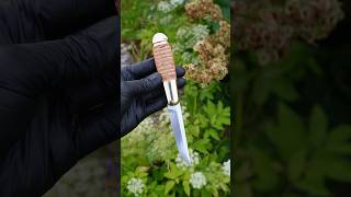 Puukko with an inlayed birch bark handle, build video on my channel. #customknives #puukko