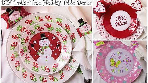 Holiday Table Decor using Dollar Tree Plates and Napkins