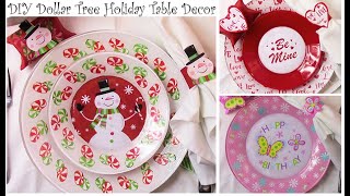 Holiday Table Decor using Dollar Tree Plates and Napkins