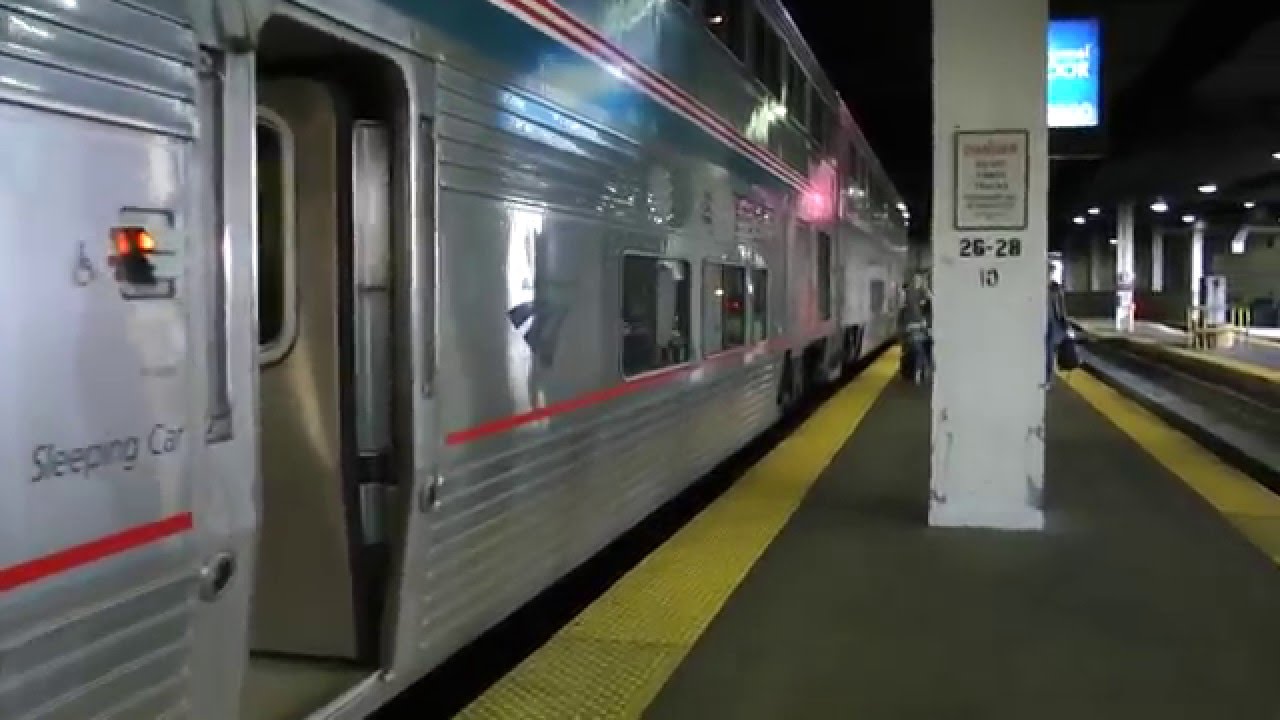 exterior view of Amtrak Superliner cars on California ...