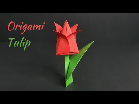 Origami Tulip - How to Make a Paper Tulip - Kağıttan Lale Yapımı