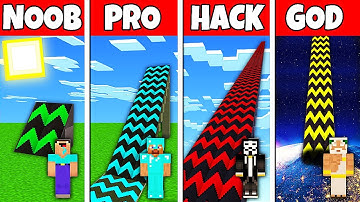 Minecraft Battle: NOOB vs PRO vs HACKER vs GOD! MEGA RAMP SPRINGBOARD BUILD CHALLENGE in Minecraft