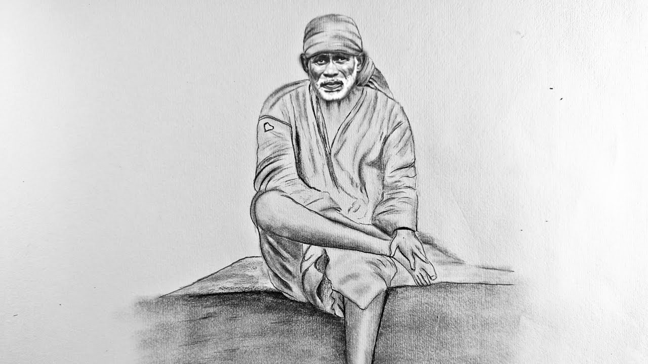 Saibaba pencil sketch - Sai Art Online