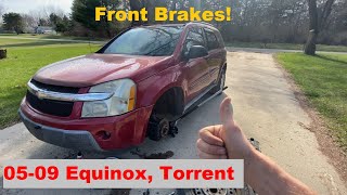 How to change Front Brakes Chevy Equinox and Pontiac Torrent 05-09 2005 2006 2007 2008 2009 DIY