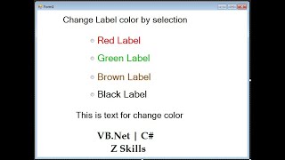 change text color using radio button | radio button | label color | choice of color | vb.net C# screenshot 5