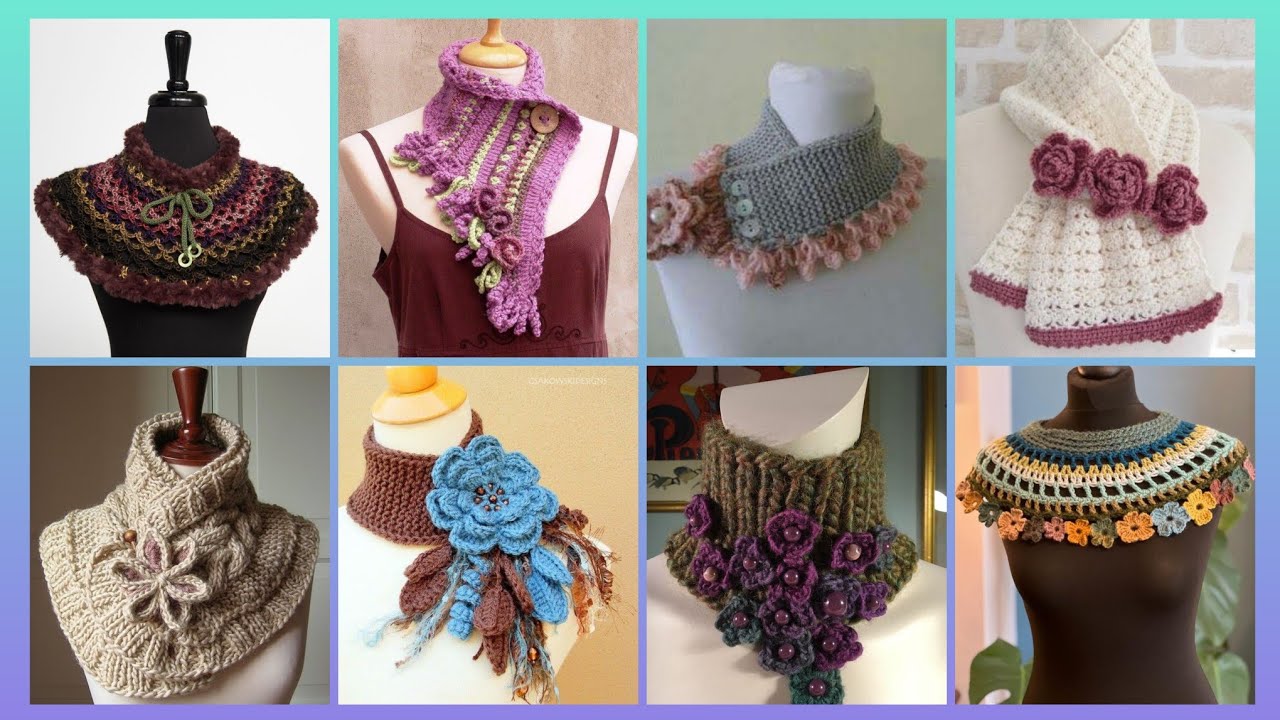 Impressive Elegant outstanding crochet pattern of handmade neck scraft outfits designs ideas