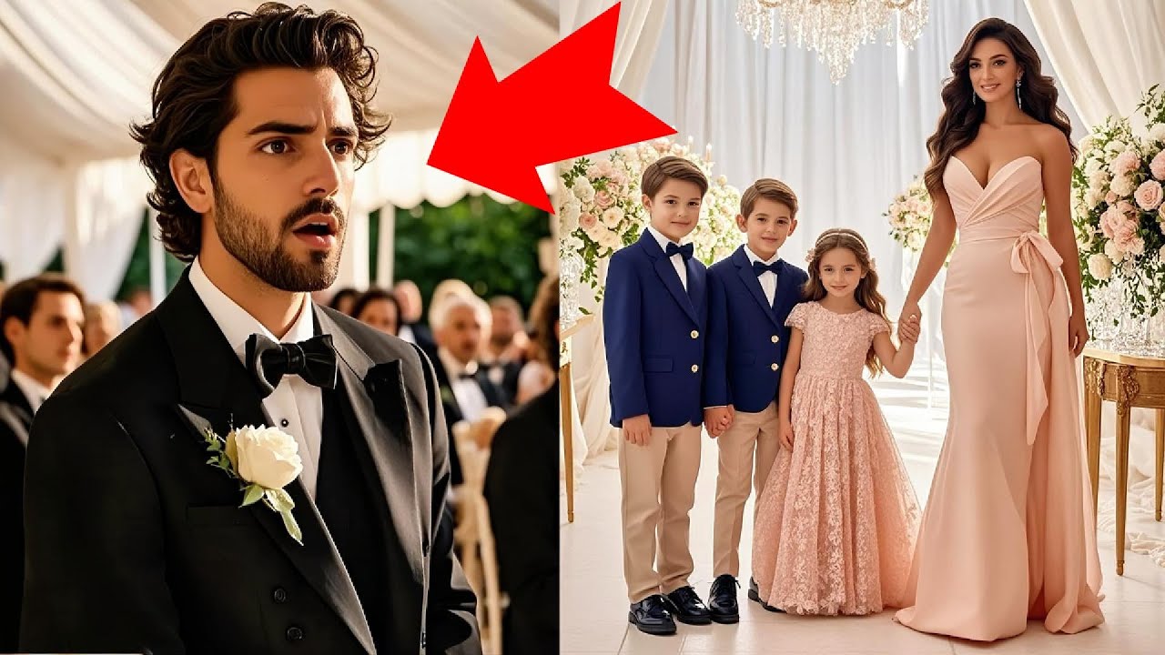 El millonario pensó herirla—hasta que ella llegó con sus tres hijos y cambió toda la ceremonia