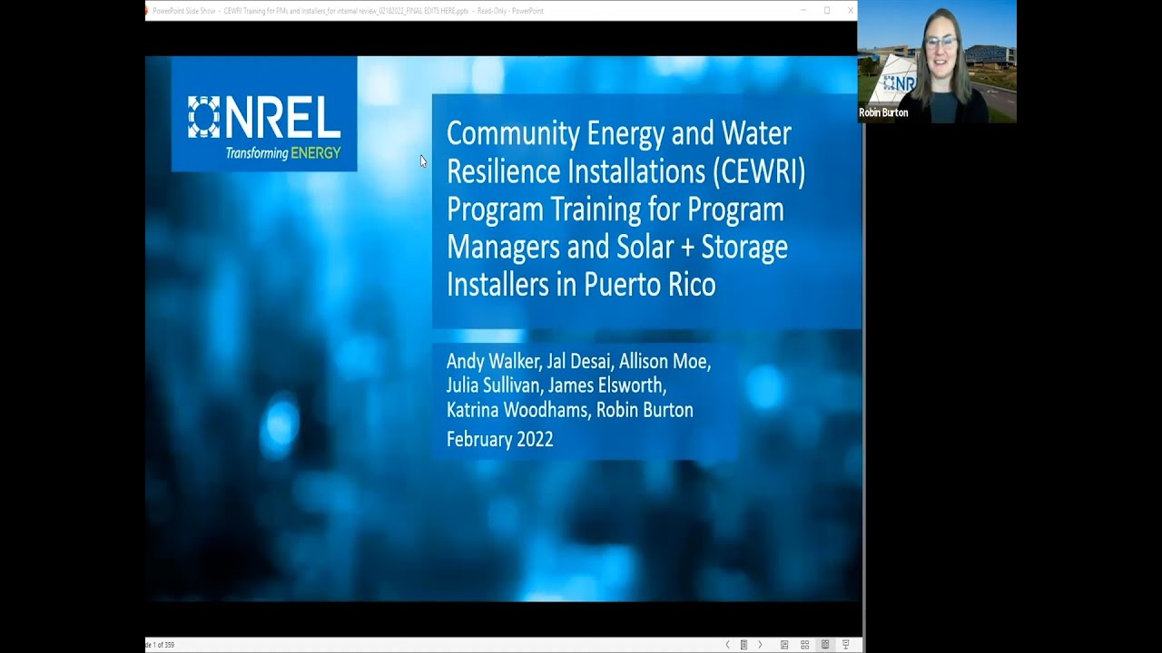 Community Energy and Water Resilience Installations (CEWRI) Training for Program Managers/Installers