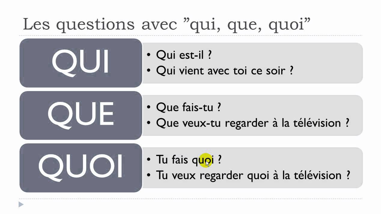 French Lesson With Vincent Unit 2 Lesson N Les Questions Avec Qui Que Quoi Youtube