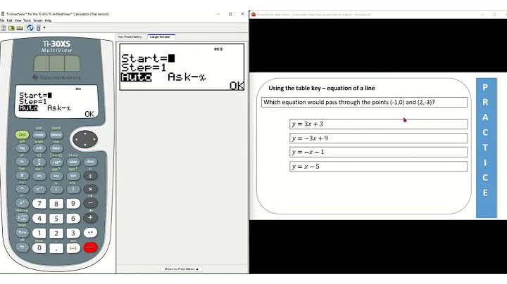 GED calculator Tip - table key and graphing a line equation