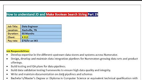 How to understand job description and make Boolean search string part 29 | Data Engineer JD |