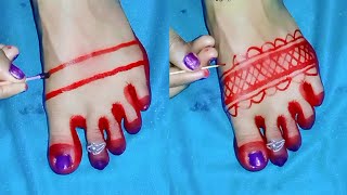 Indian Beautyful Feet Alta Design Mahavar Design For Full Feet Priya Designer