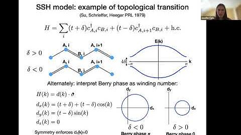 TMS21 Lecture 2. Jennifer Cano. Introduction to Topological Insulators, part 1