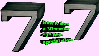 How to draw a 3D number"7" With special effects #shorts #drawing #3dart #3ddrawing #art #sketching
