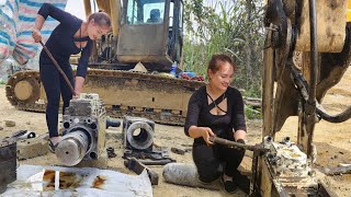 TIMELAPSE: Genius girl Repair komatsu PC200-6 excavator and restore many types of motorbike engines