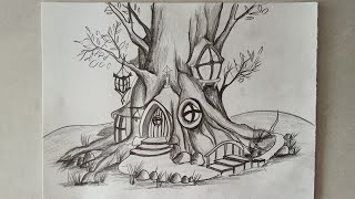 Daily challenge #110/ Fairy tree house drawing