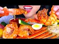 ASMR GIANT KING CRAB SEAFOOD BOIL in KFC NASHVILLE HOT BUTTER SAUCE MUKBANG EATING SOUNDS ASMR Phan