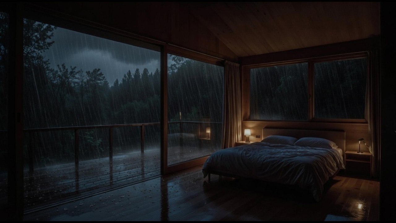 Cozy Penthouse in Tropical Downpour 🌧️ | Heavy Rain Sounds for Sleeping and Focus | 4K 60FPS ASMR
