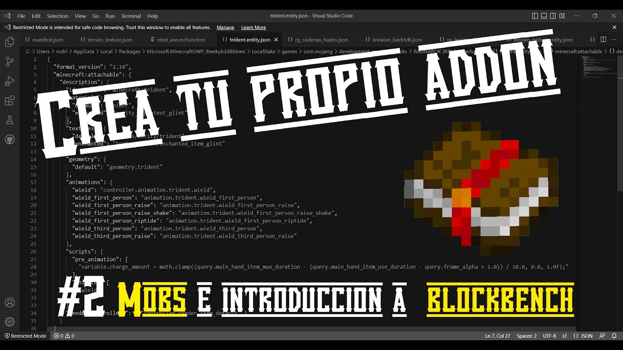 COMO HACER TU PROPIO ADDON | #2 mobs e introduccion a blockbench - YouTube