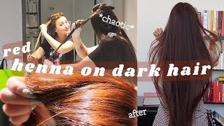 i tried to dye my hair with henna | long brown hair to red