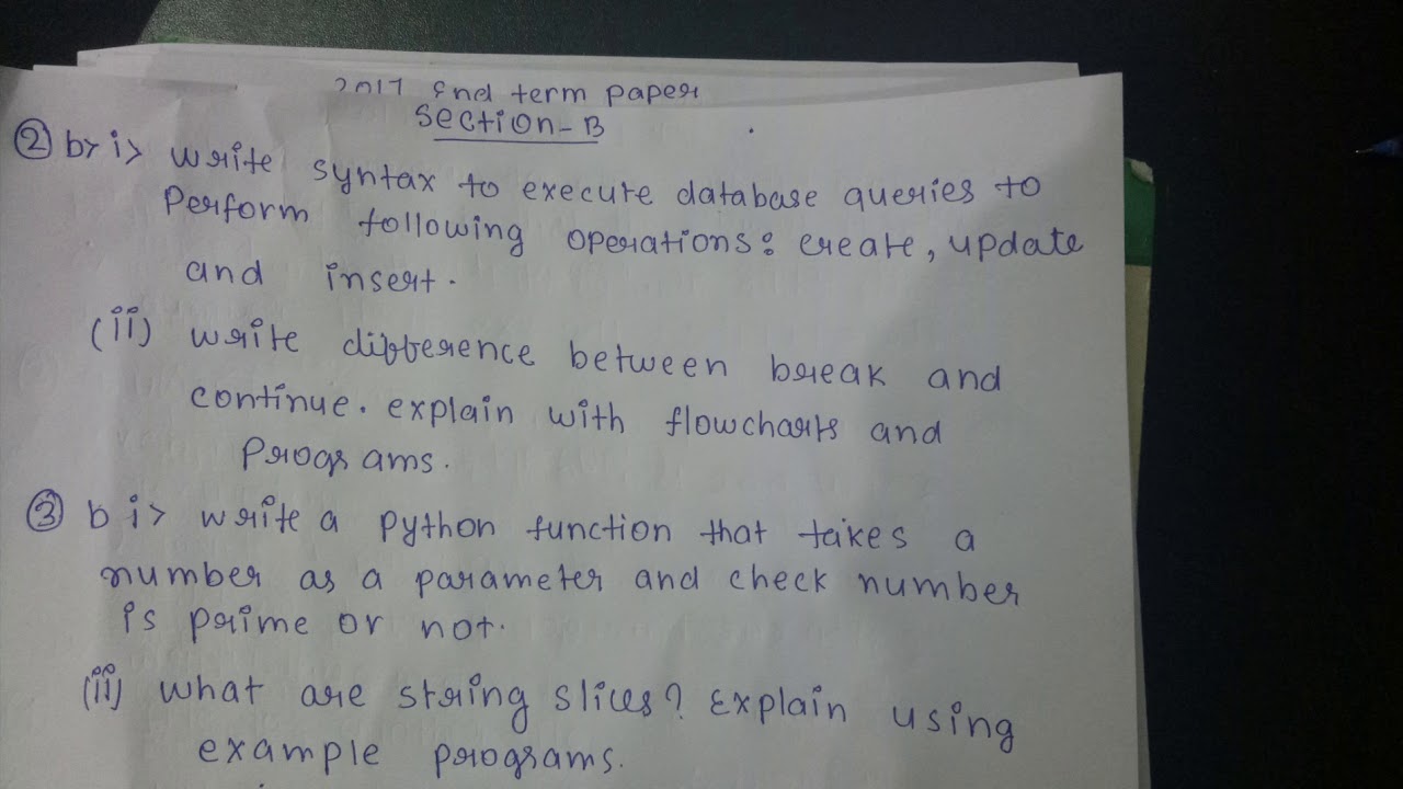 PYTHON END TERM SECTION B questions - YouTube