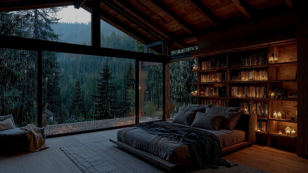 Gentle Rainfall in a Forest Bedroom | Peaceful Rain Sounds for Deep Sleep |Thunder & Rainstorm Sound