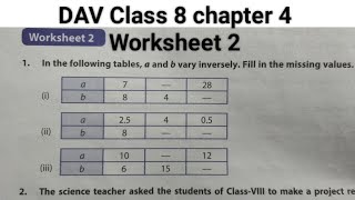 DAV class 8 chapter 4 worksheet 2 ।Class 8 maths chapter 4 worksheet 2 dav public school