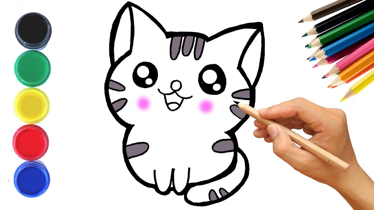 How to Draw Cute Kitty Easy Tutorial for kids - Kids Art & Craft