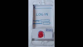 Prototype of a ticket purchasing app on paper.