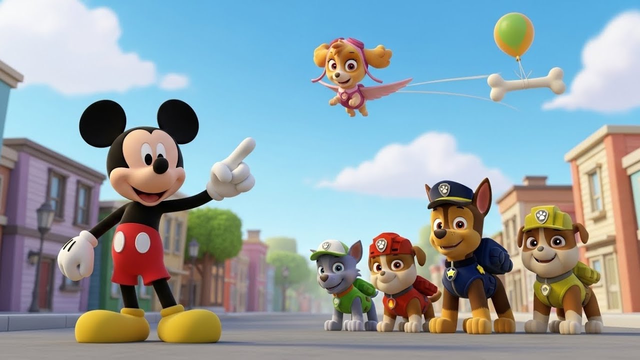 Mickey Mouse Teams Up with PAW Patrol! | Balloon Rescue Story for Kids