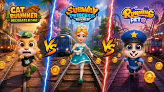 Cat runner VS Subway princess runner VS Running pet new challenge best gameplay 😁