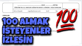 11.Sınıf Coğrafya 2.Dönem 1.Yazılı