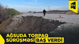 Ağsuda Ağaclar Torpaq Sürüşməsinin Altında Qaldı Hadisə Yerindən Görüntülər