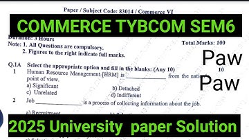 Mar22 HRM |2025 Mumbai Exam University paper Solution|Commerce Tybcom sem6 |Ark sir
