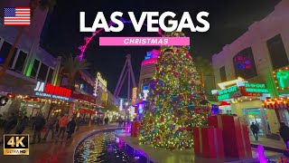 [4K]🇺🇸 Las Vegas Walking Tour at Night❤️ Christmas🎄 - LINQ PROMONADE Nightlife 🎅Travel to Las Vegas