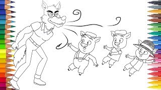 Los Tres Cerditos Y El Lobo Feroz Dibujar Y Pintar Youtube