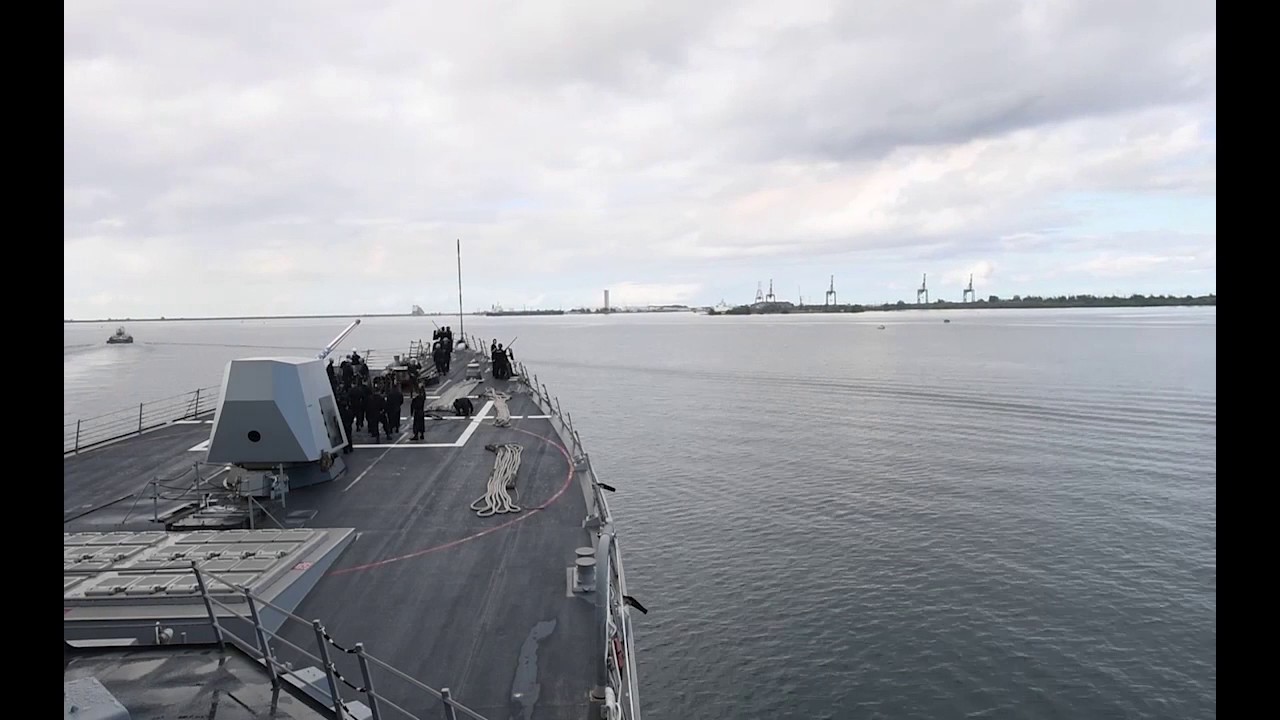 USS Wayne E. Meyer Departs Guam