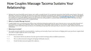 How Couples Massage Tacoma Sustains Your Relationship