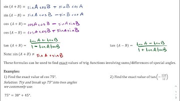 5.4.1 - Sum and Difference Formulas