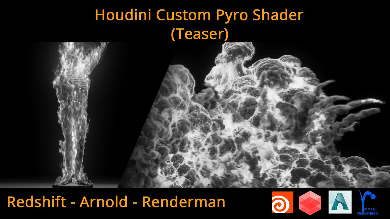 Houdini Custom Pyro Shader Teaser | Redshift, Renderman, Arnold - YouTube