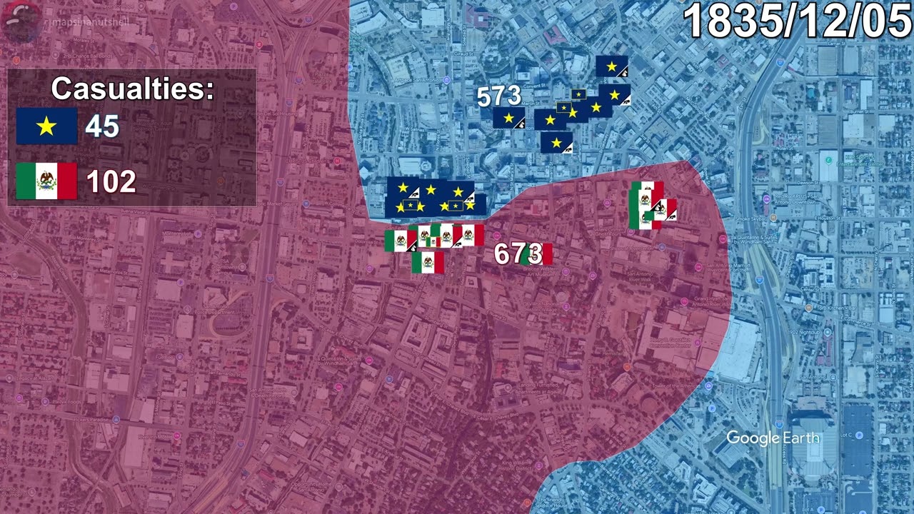 The Siege of Béxar using Google Earth