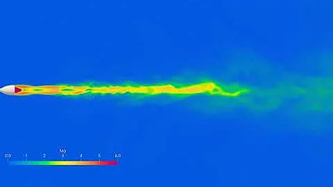 De Laval nozzle, Hypersonic flow, LES calculation