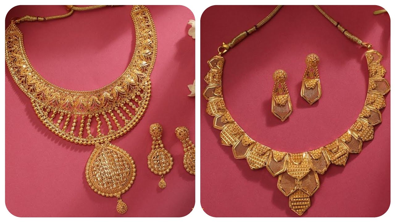 Latest 22kt Pure Gold Necklace Designs 