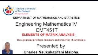 2 3 Elements of Matrix Analysis  Summary and properties of eigenvalues