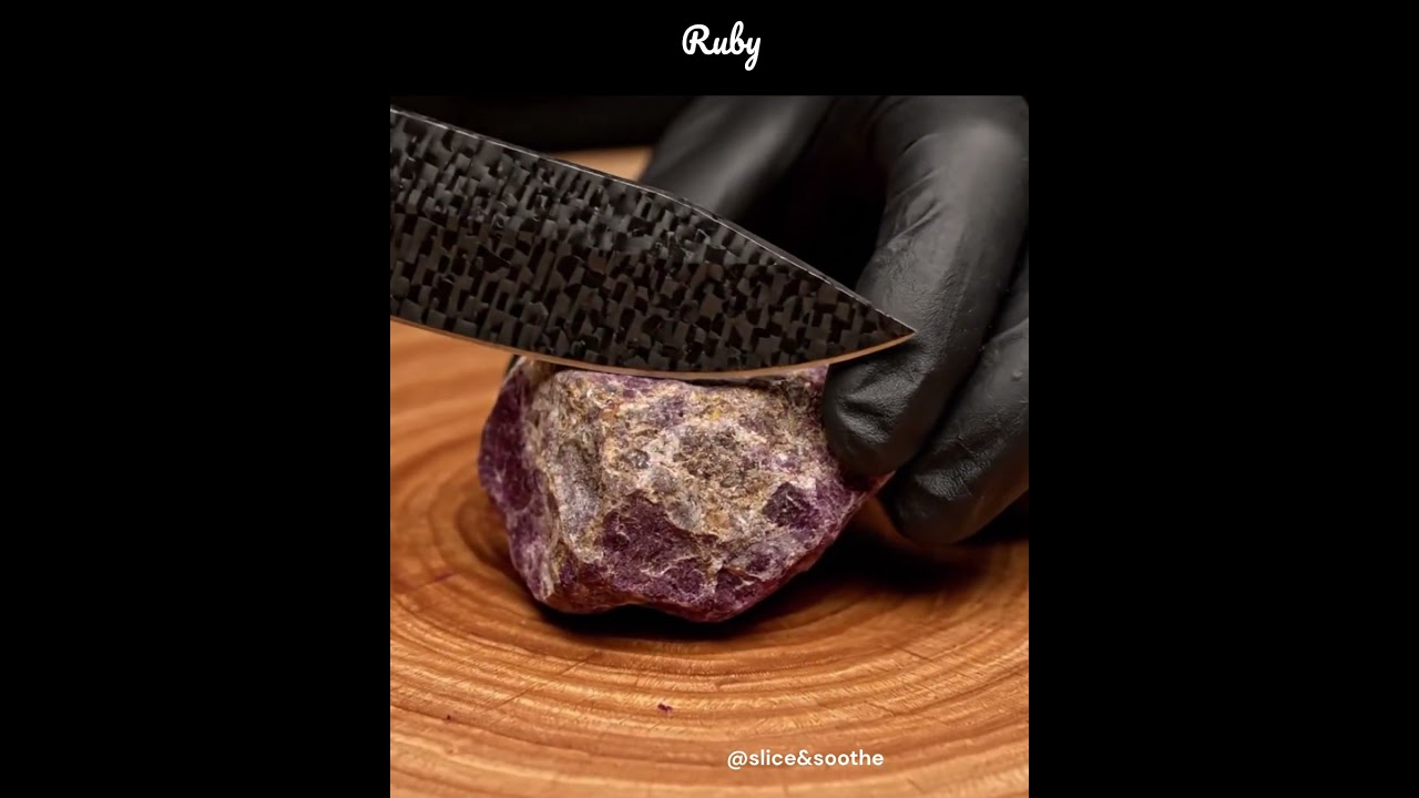 “ASMR Gemstone Slicing ✨ Ruby red Crystal Cutting Sounds” 