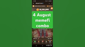 MemeFi Daily Combo for all level || 4 August 2024 MemeFi Secret Tap Combo to earn 4,000,000 coins